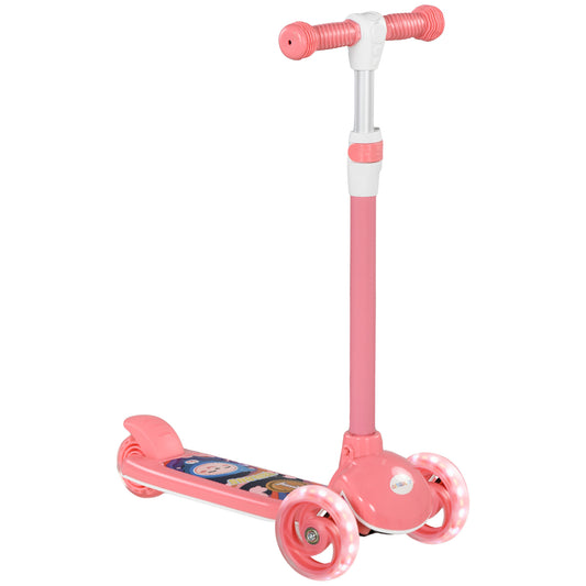 Photo of AIYAPLAY Kids 3 Wheel Scooter for 2-6 Years Old w/ Adjustable Height, LED Light, TPE Handlebar, Pink in Pink colour on a white background