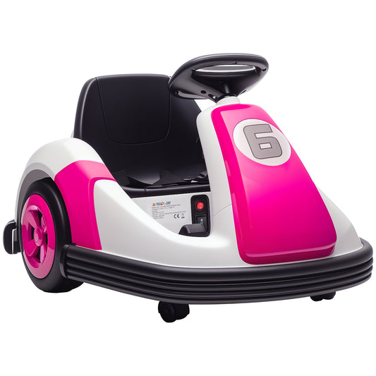 Photo of AIYAPLAY Kids Bumper Car with 360-Degree Rotation, 6V Electric Ride On Car with Music and Horn for 3-8 Years Old, Pink in Pink colour on a white background