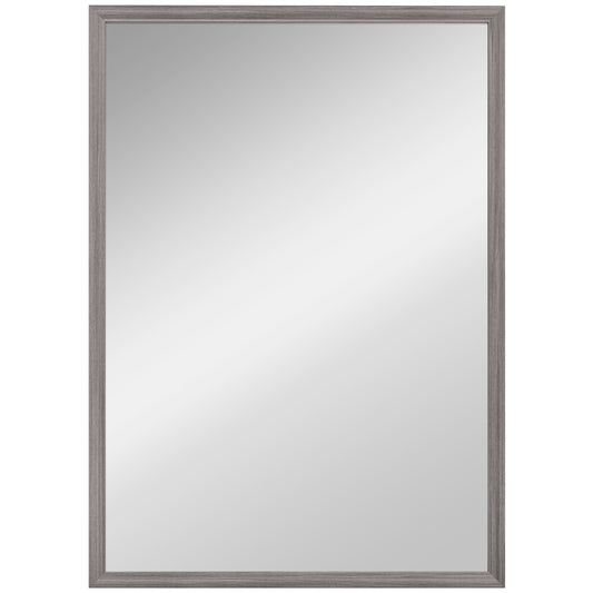 Photo of HOMCOM Wall Bathroom Mirror, 50 x 70 cm Wall-Mounted Mirror for Living Room, Bedroom, Hallway, Grey in Grey colour on a white background