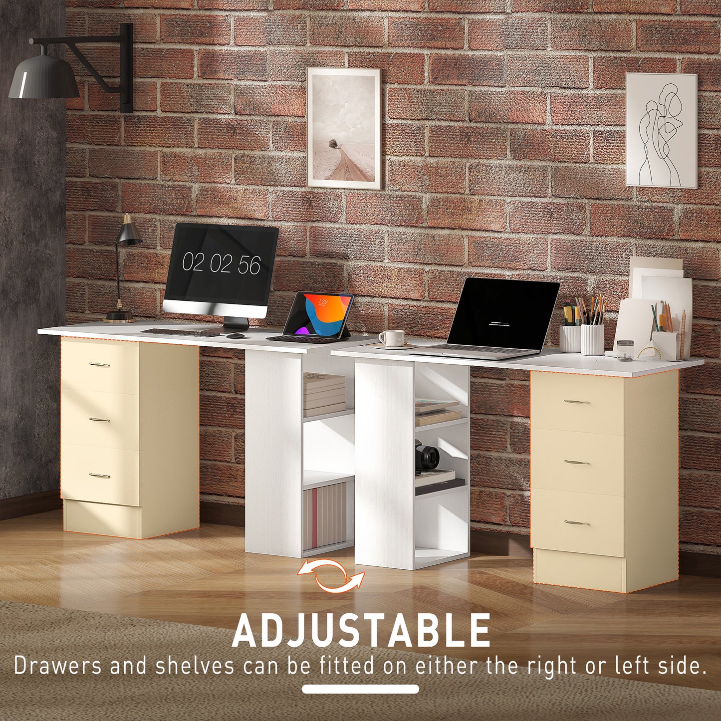 HOMCOM Computer Desk, Home Office Desk, Writing Table, PC Workstation with 3 Storage Shelves and 3 Drawers for Working, Study, 120 x 49 x 72 cm, White