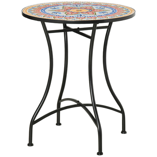 Photo of Outsunny Φ60cm Mosaic Outdoor Patio Table - Red in Red colour on a white background