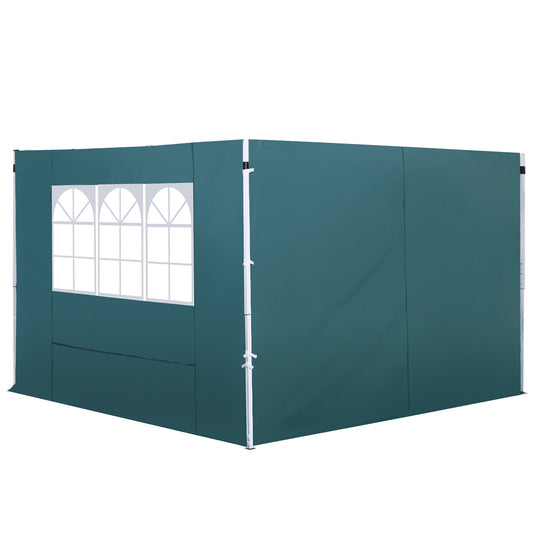 Photo of Outsunny 2.95 Meters Gazebo Replaceable Exchangeable Side Panel Wall Panels Walls With Window, Dark Green in Green colour on a white background