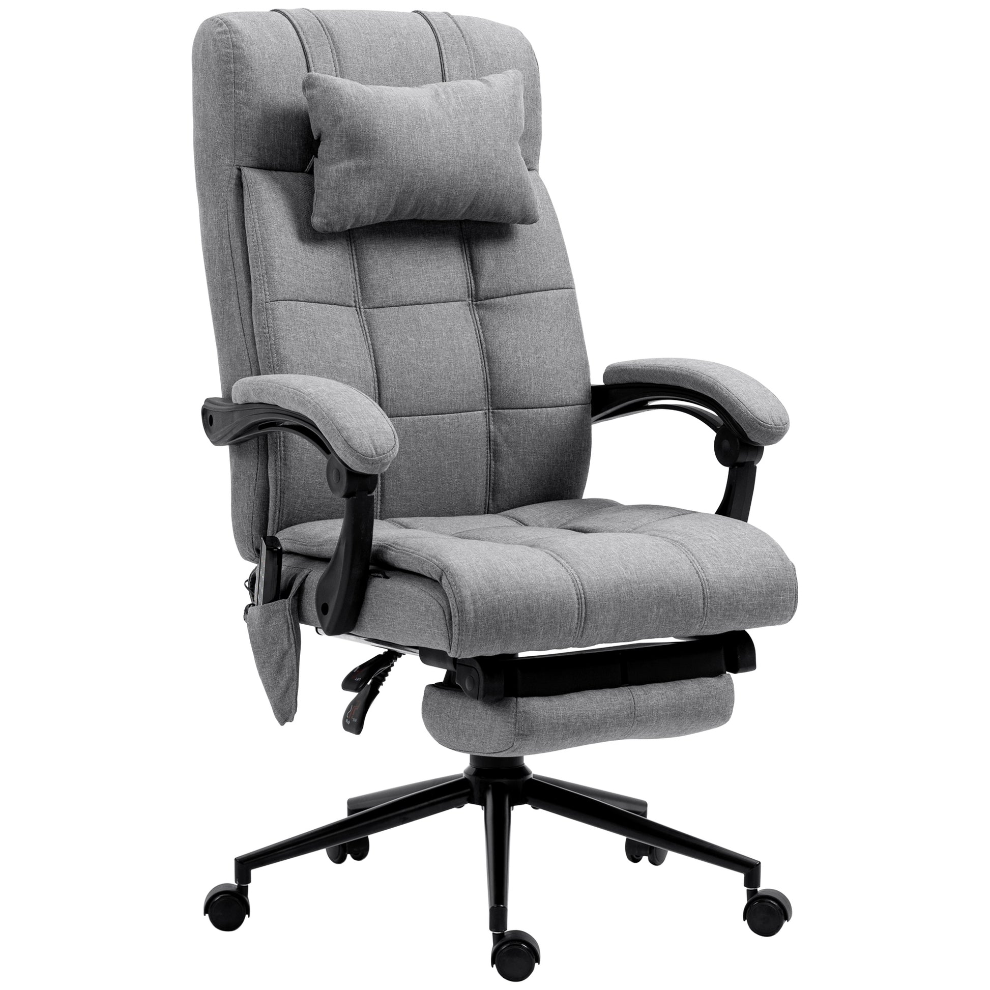 Photo of Vinsetto Office Chair with 6-point Vibration Massage and Heat, Computer Chair with Adjustable Height, Head Pillow, Footrest for Home, Grey in Grey colour on a white background
