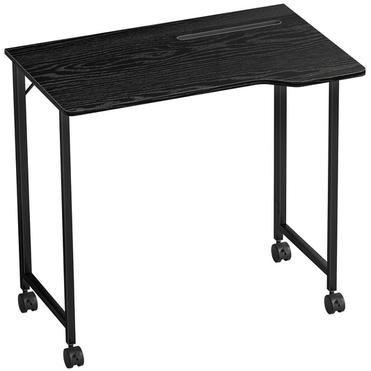 Photo of HOMCOM Folding Small Desk on Wheels - Black Wood Effect in Effect colour on a white background