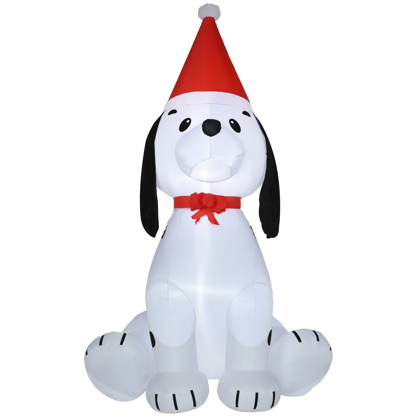 Photo of HOMCOM 6ft Inflatable Christmas Puppy Dog Wearing Santa Hat Lighted Outdoor Decoration Blow Up Decor for Holiday Indoor in Indoor colour on a white background