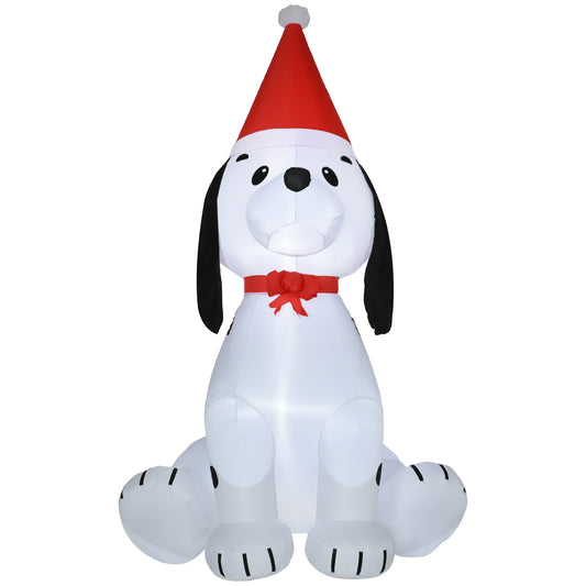 Photo of HOMCOM 6ft Inflatable Christmas Puppy Dog Wearing Santa Hat Lighted Outdoor Decoration Blow Up Decor for Holiday Indoor in Indoor colour on a white background
