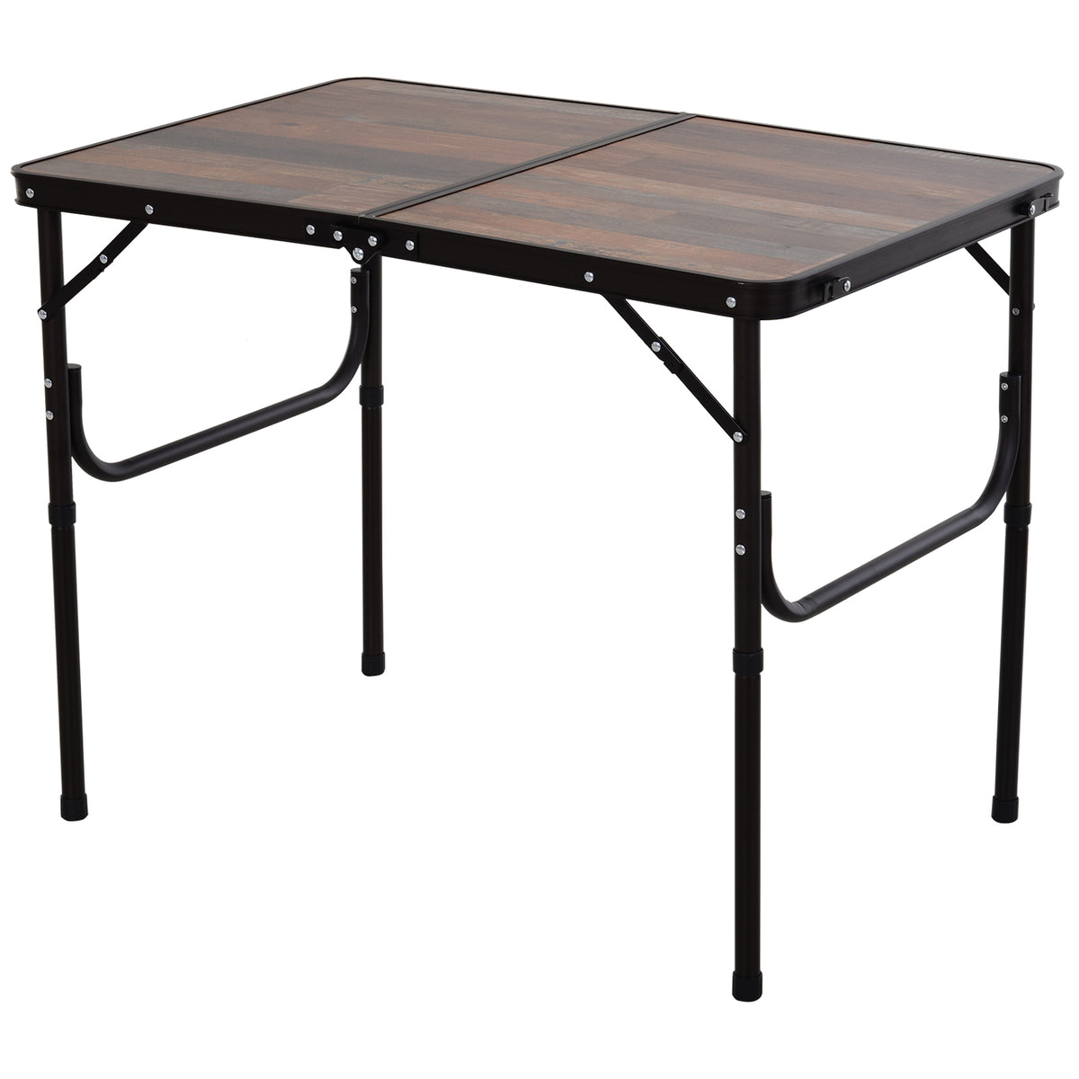 Photo of Outsunny 3ft Folding Camping Table Height Adjustable Aluminium Outdoor Garden Party Picnic BBQ Trestle Table Field Kitchen in Kitchen colour on a white background