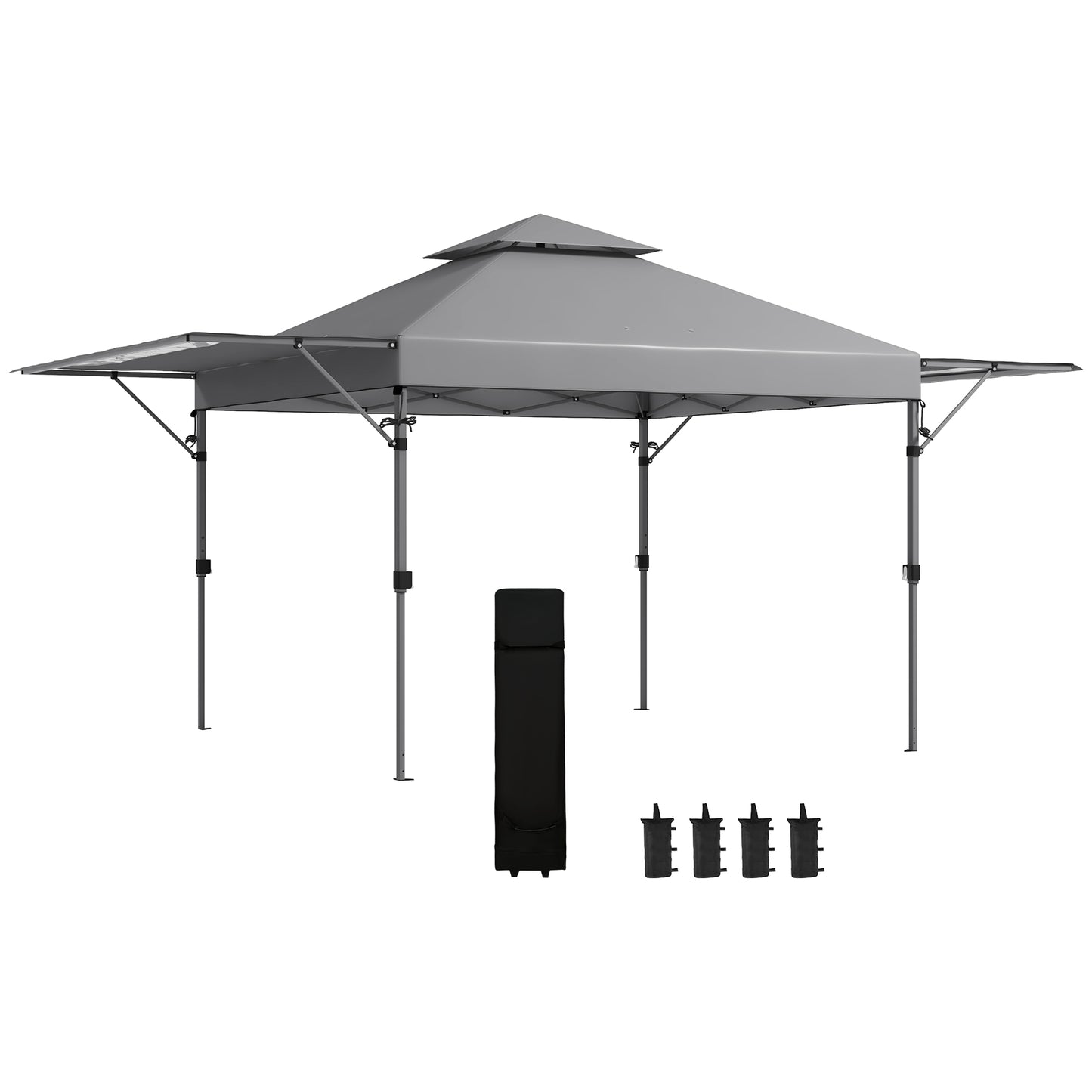 Photo of Outsunny 3 x 3m Height Adjustable Pop-Up Gazebo, with Accessories - Grey in Grey colour on a white background