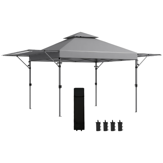 Photo of Outsunny 3 x 3m Height Adjustable Pop-Up Gazebo, with Accessories - Grey in Grey colour on a white background