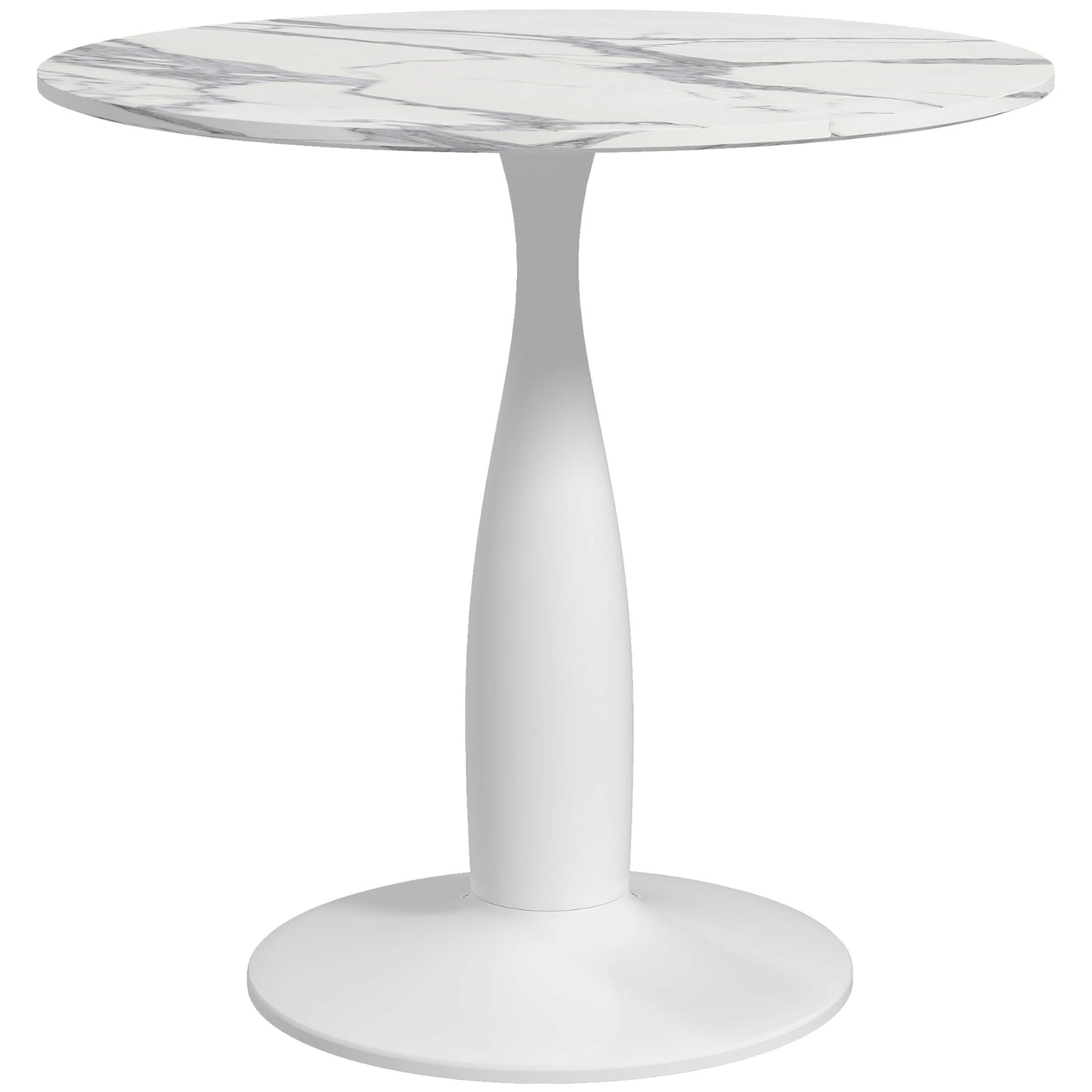 Photo of HOMCOM Small 2-Person Dining Table, Elegant Design Table with Steel Base and Non-slip Foot Pad, White and Grey in Grey colour on a white background