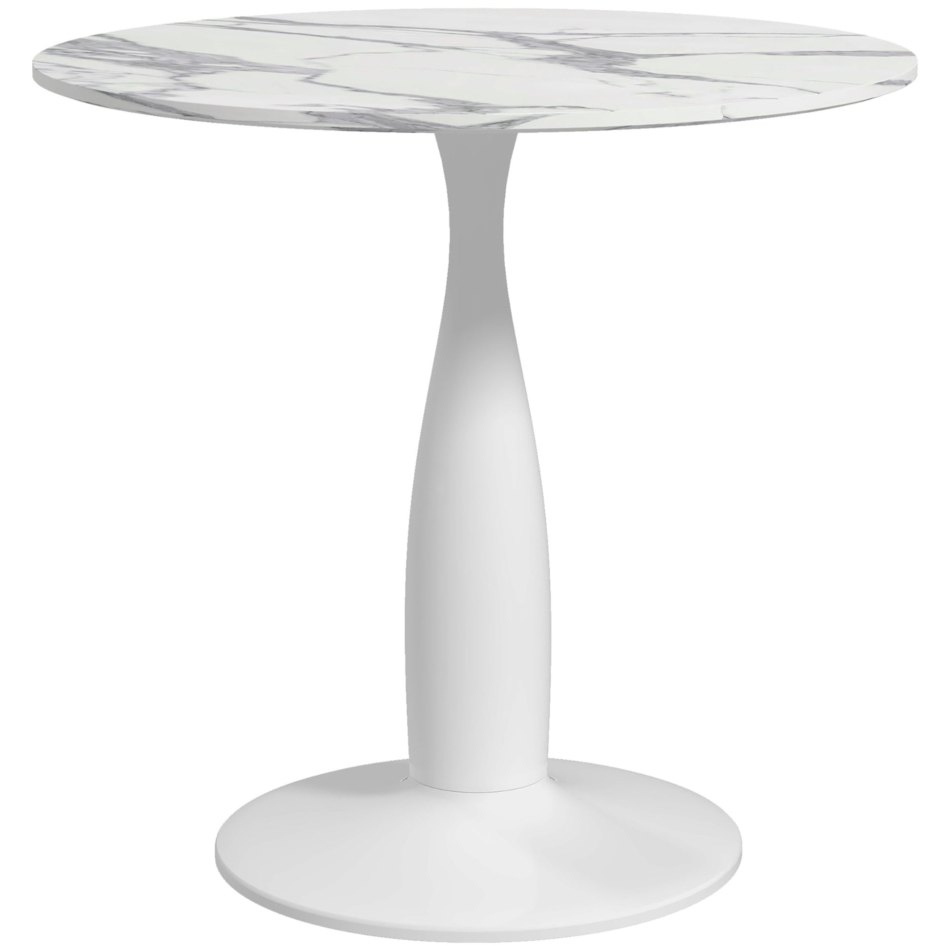 Photo of HOMCOM Small 2-Person Dining Table, Elegant Design Table with Steel Base and Non-slip Foot Pad, White and Grey in Grey colour on a white background