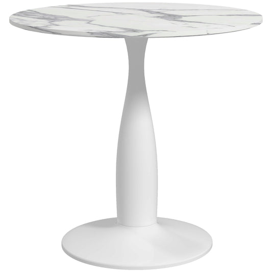 Photo of HOMCOM Small 2-Person Dining Table, Elegant Design Table with Steel Base and Non-slip Foot Pad, White and Grey in Grey colour on a white background