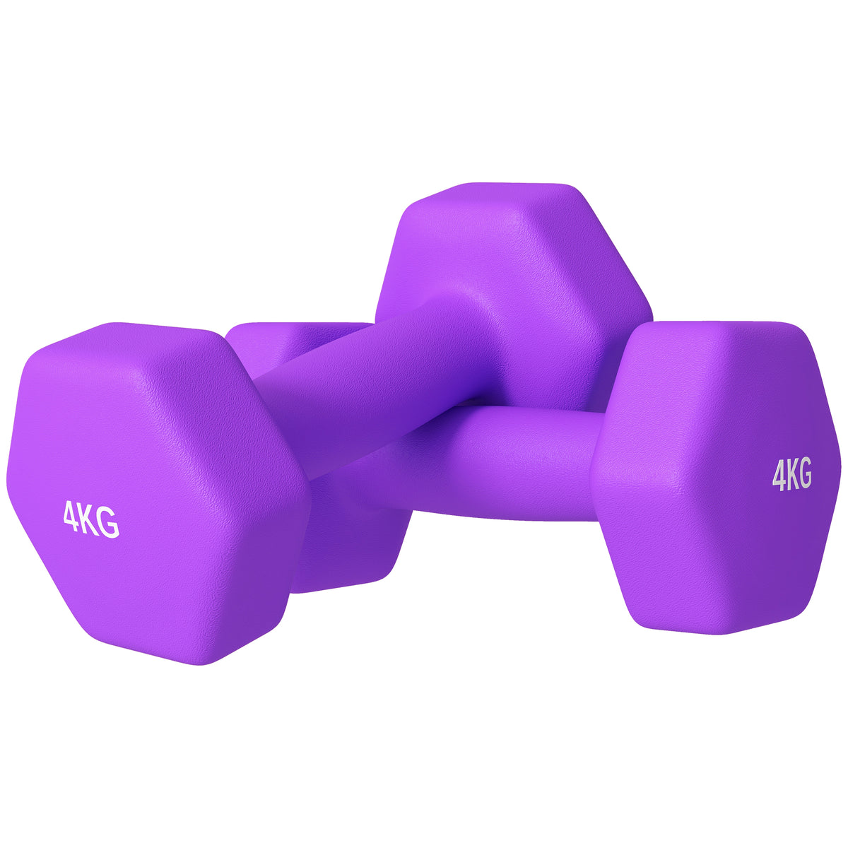 Photo of SPORTNOW 2 x 4kg Hexagonal Dumbbells Weights Set with Non-Slip Grip for Home Gym Workout, Purple in Purple colour on a white background