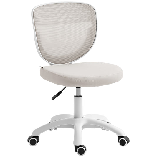 Photo of HOMCOM Office Chair, Armless Computer Desk Chair with Breathable Mesh, Adjustable Height, Swivel Wheels, Grey in Grey colour on a white background