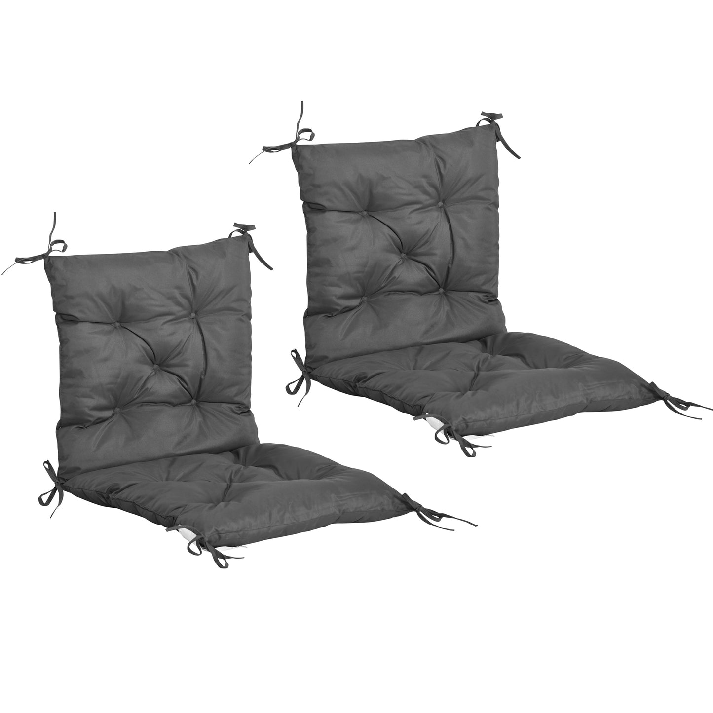 Photo of Outsunny Set of Two Outdoor Seat Cushions - Dark Grey in Grey colour on a white background