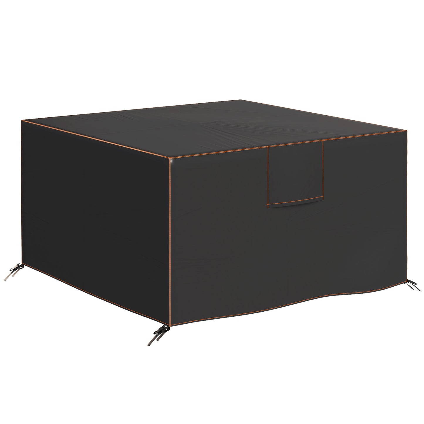 Photo of Outsunny Garden Furniture Cover, Waterproof Patio Furniture Cover with Air Vent, 420D Oxford Fabric, 125 x 125 x 74 cm, Black in Black colour on a white background