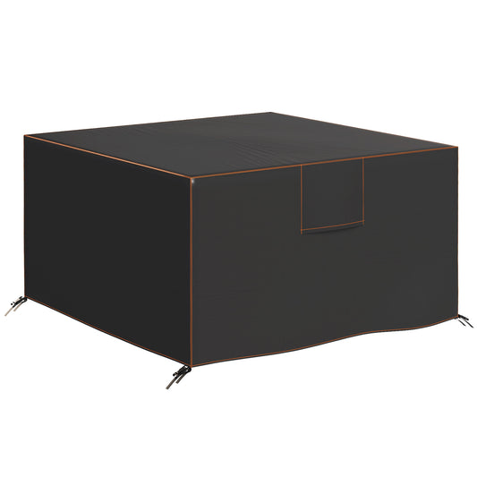 Photo of Outsunny Garden Furniture Cover, Waterproof Patio Furniture Cover with Air Vent, 420D Oxford Fabric, 125 x 125 x 74 cm, Black in Black colour on a white background