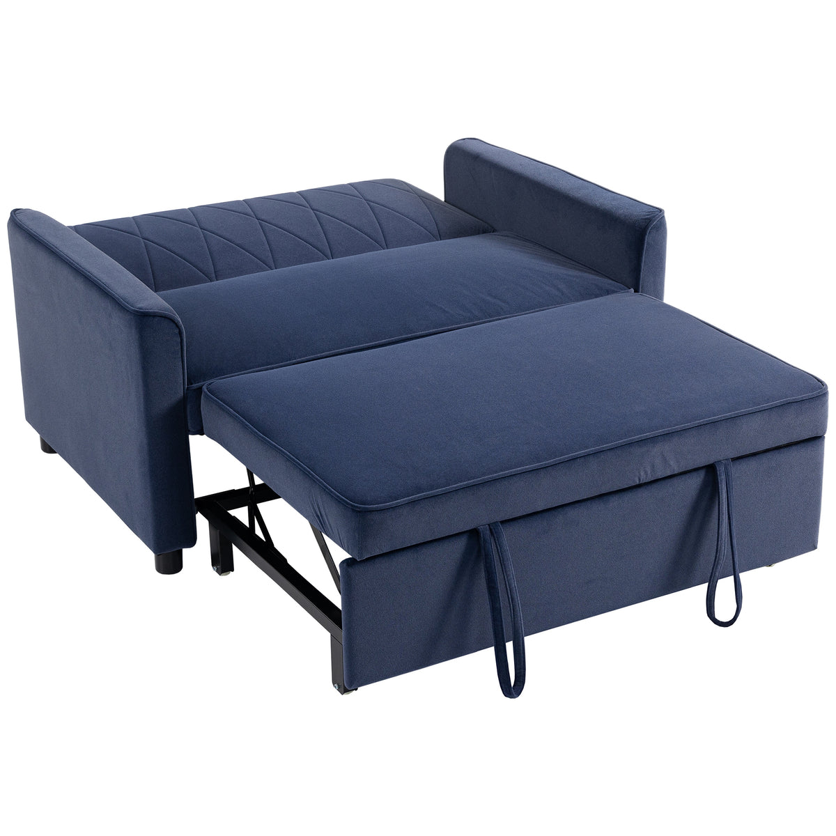 Photo of HOMCOM 2 Seater Sofa Bed, 3-in-1 Convertible Pull Out Sleeper Sofa with Click-Clack Adjustable Backrest, Dark Blue in Blue colour on a white background