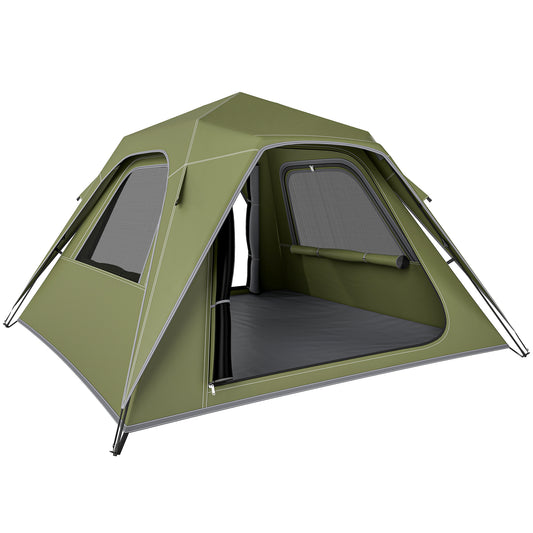 Photo of Outsunny Pop Up Tent 3000mm Waterproof Camping Tents with Mesh Windows 2-3 People Green in Green colour on a white background