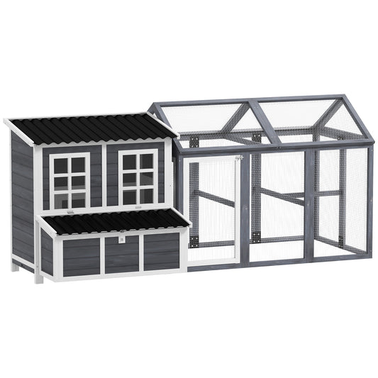 Photo of PawHut 2-Piece Wooden Chicken Coop and Run Set, Poultry Run Cage with Nesting Box, Slide-Out Tray, Roof, Perch in Perch colour on a white background