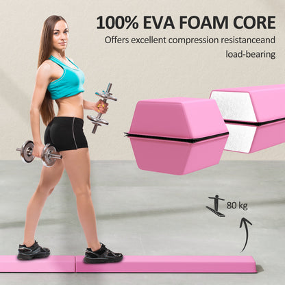 SPORTNOW pink gymnastics beam with visible foam core and center fold