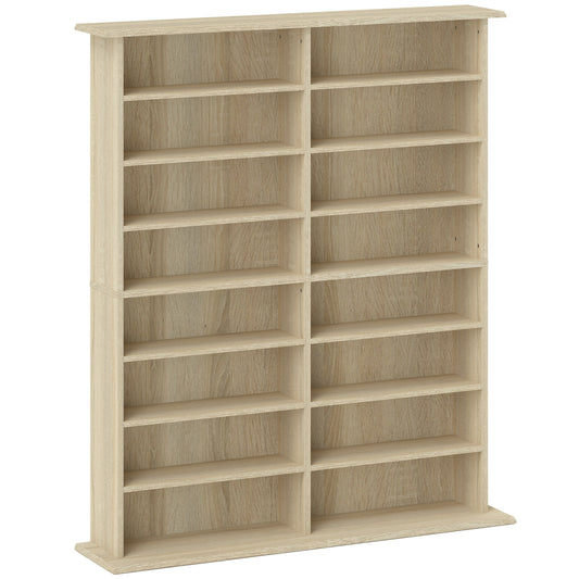 Photo of HOMCOM 16-Compartment Media Shelf - Nature Wood Finish in Finish colour on a white background