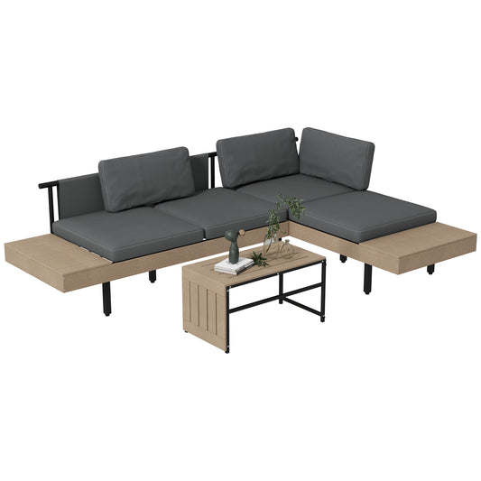 Photo of Outsunny Three-Piece 'L' Garden Sofa Set - Grey in Grey colour on a white background