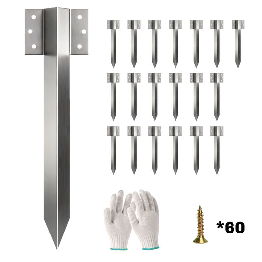 Photo of Outsunny 20 Pack Railway Sleeper Brackets, 41 cm Heavy Duty Galvanised Steel Sleeper Stakes with Screws and Gloves in Gloves colour on a white background