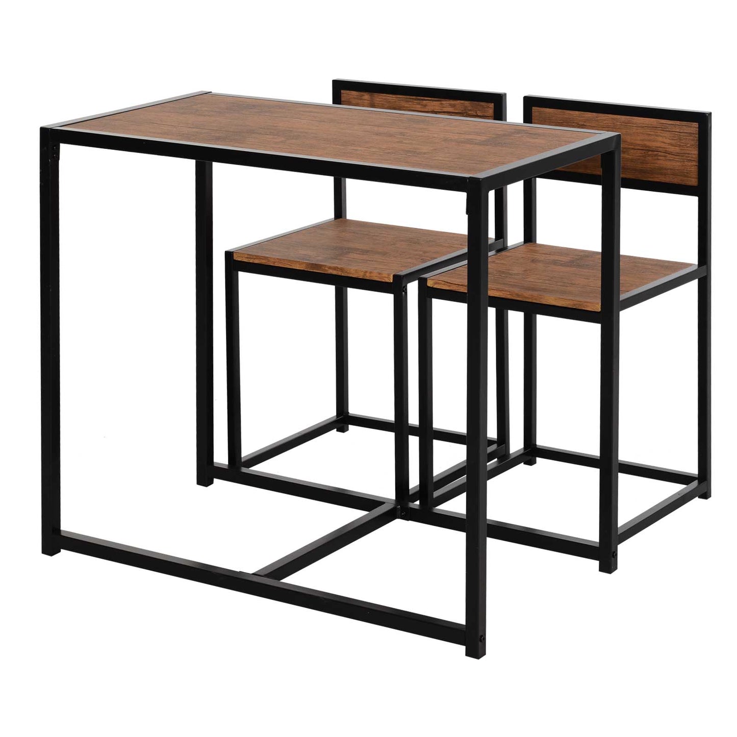 Photo of HOMCOM Dining Table and Chairs Set 2, Dining Room Sets, Rectangular Space Saving Table and 2 Chairs for Compact Kitchens, Steel Frame, Natural in Natural colour on a white background