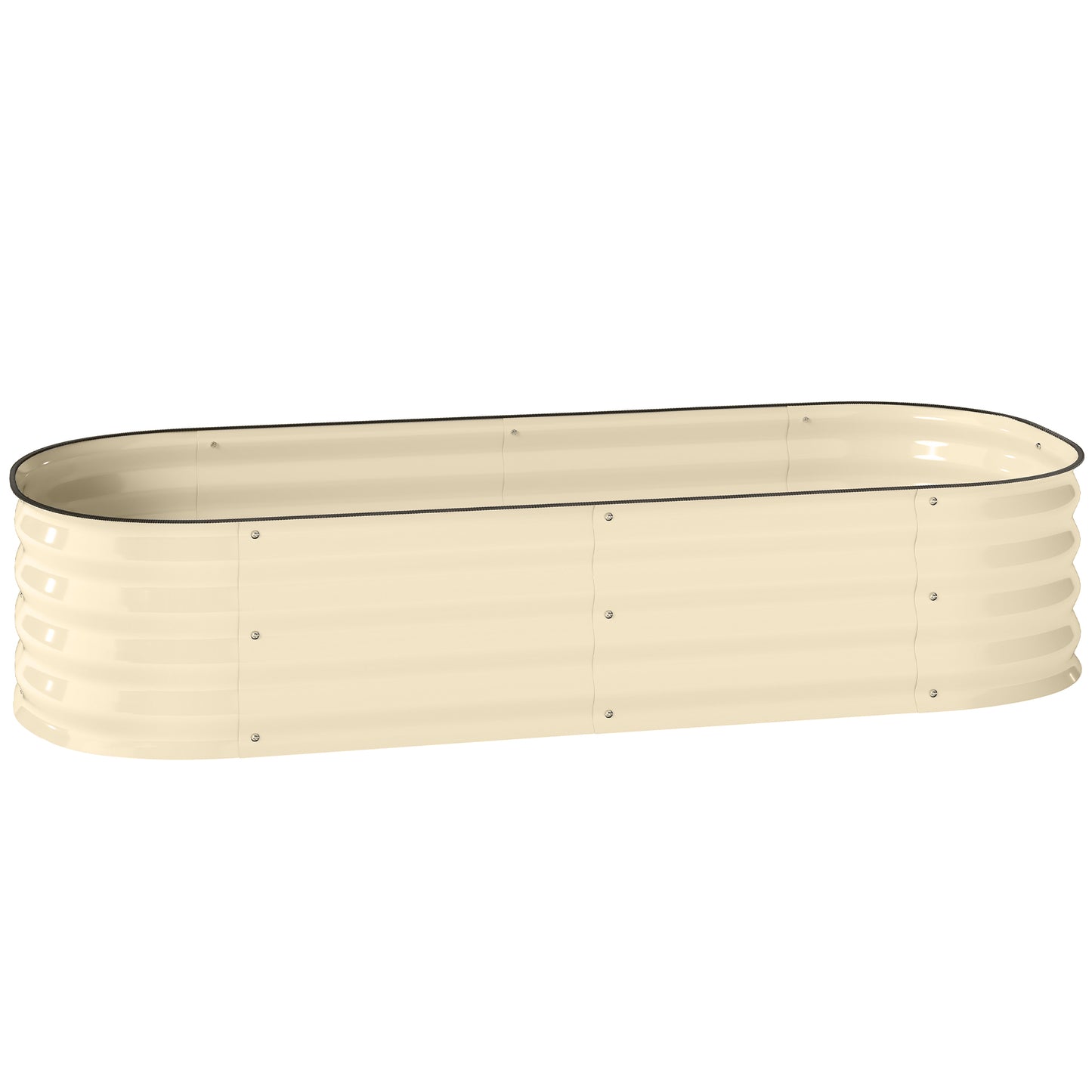 Photo of Outsunny Galvanised Raised Garden Bed, Metal Planter Box with Safety Edging, for Flowers, Herbs, Succulents, Cream White in White colour on a white background