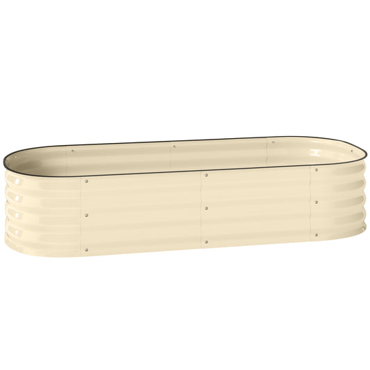 Photo of Outsunny Galvanised Raised Garden Bed, Metal Planter Box with Safety Edging, for Flowers, Herbs, Succulents, Cream White in White colour on a white background