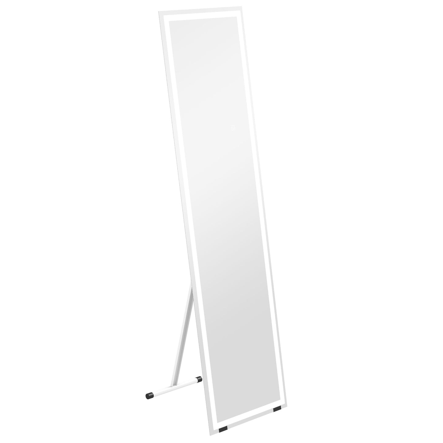 Photo of HOMCOM Standing Dressing Mirror with LED Lights, Wall Dressing Mirror for Bedroom with Dimmable and 3 Colour Lighting, White in White colour on a white background