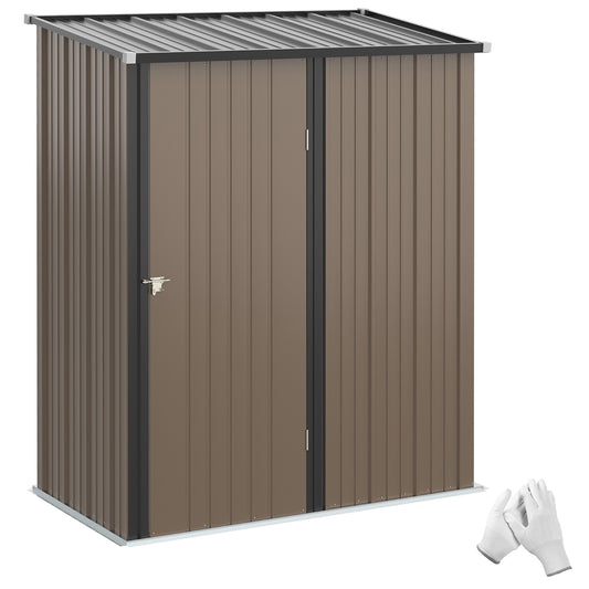 Photo of Outsunny 5.3 x 3.1ft Corrugated Steel Garden Shed - Brown in Brown colour on a white background