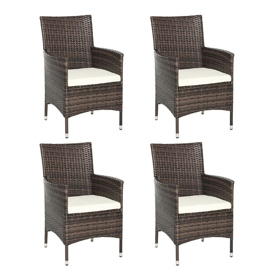 Photo of Outsunny 4 PC Rattan Chair Set, Patio Sofa Chairs Set, Cushioned Outdoor Rattan Furniture in Furniture colour on a white background