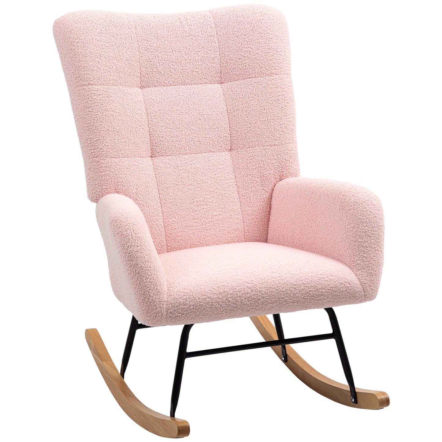 Photo of HOMCOM Teddy Fleece Rocking Chair - Pink in Pink colour on a white background