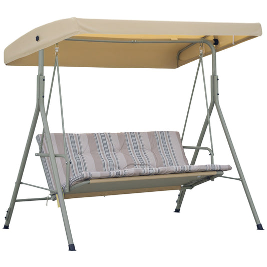 Photo of Outsunny Three-Seater Garden Swing Seat - Light Brown in Brown colour on a white background