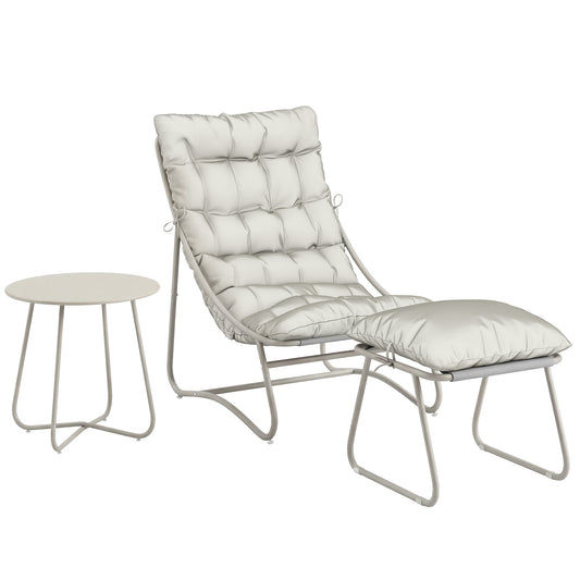 Photo of Outsunny Bistro Set for Garden, 3 Piece Outdoor Table and Chair with Footstool and Removable Cushions, Comfy Balcony Furniture in Furniture colour on a white background