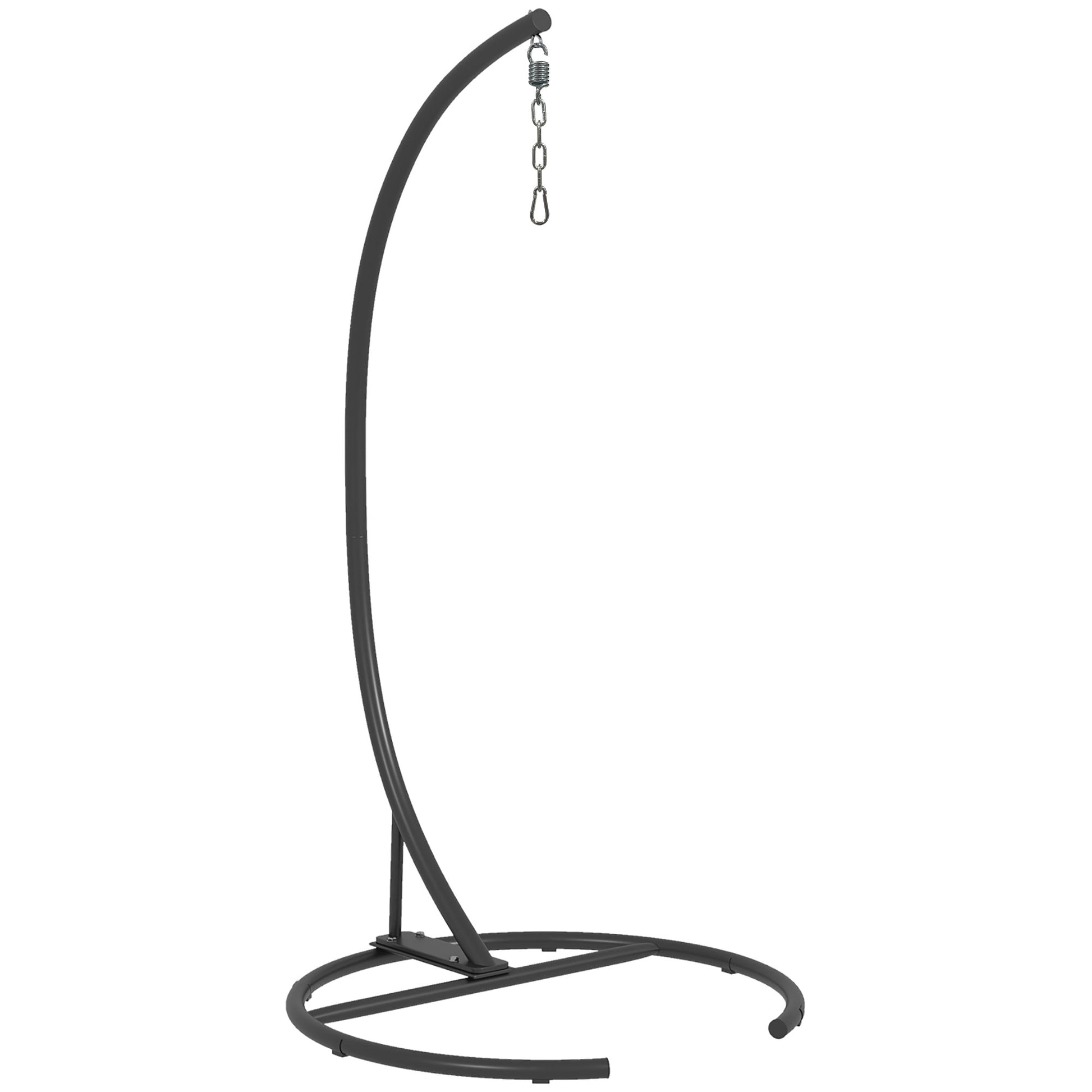 Photo of Outsunny Hanging Hammock Chair Stand with Round Base, C Hanging Swing Stand Frame for Swing/Egg/Hammock Chair, Indoor & Outdoor, Heavy Duty 330 lbs, Black in Black colour on a white background