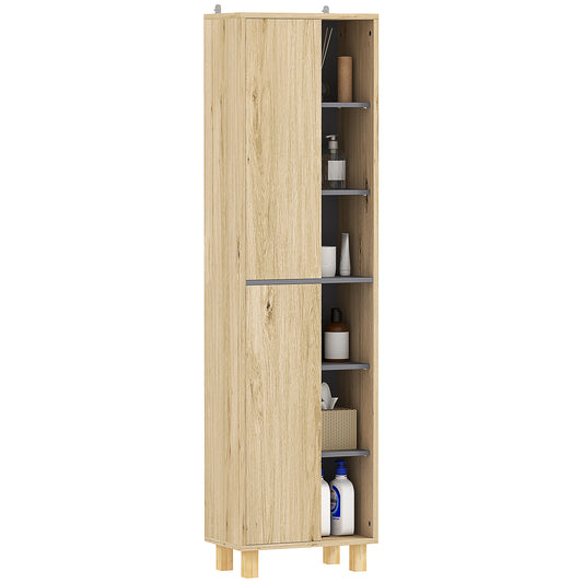 Photo of HOMCOM Multi-Storage Slim Bathroom Cabinet - Wood-Effect in Wood-Effect colour on a white background