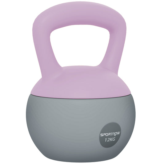 Photo of SPORTNOW 12KG Soft Kettlebell, Kettlebell with Non-Slip Handle for Home Gym, Weight Lifting, Strength Training, Purple/Grey in Purple/Grey colour on a white background