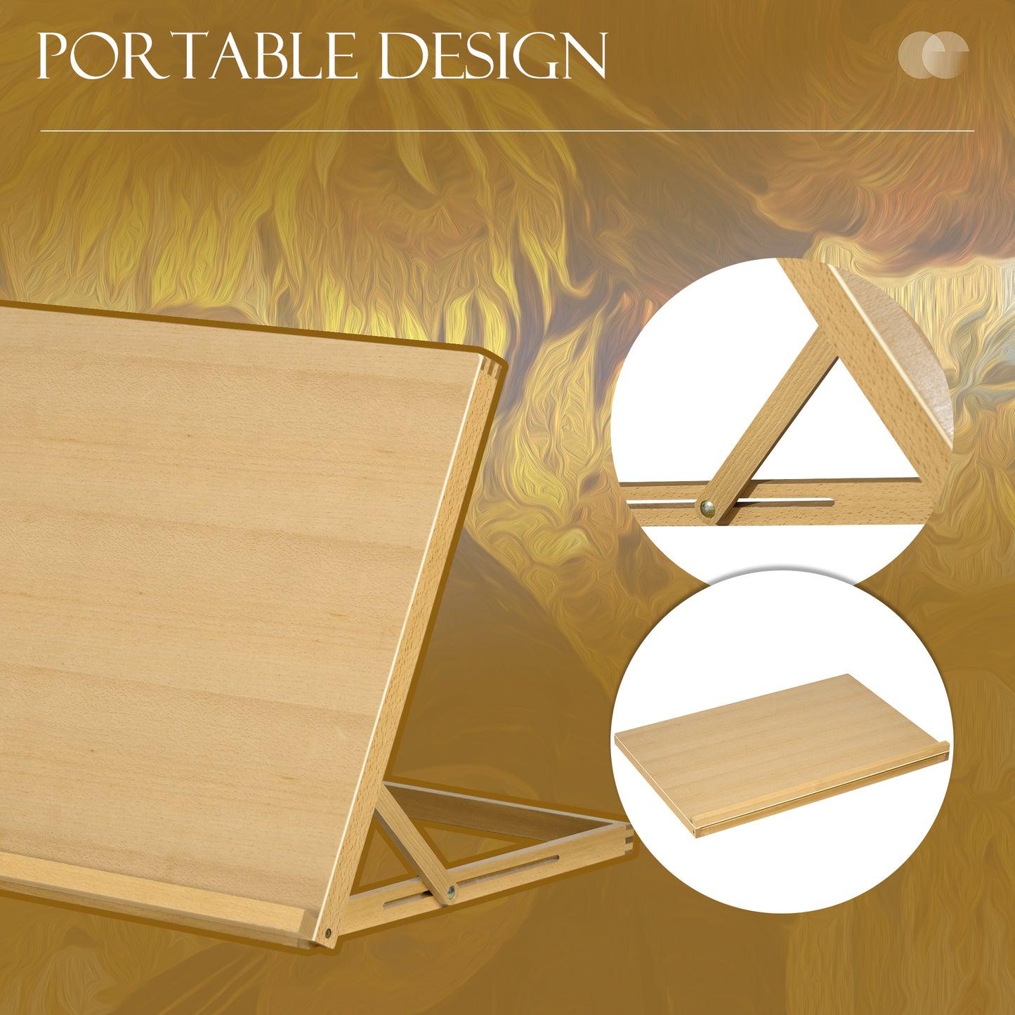 Vinsetto A2 Table Easel, Wooden Drawing Board, Adjustable Desktop Workstation Board for Artists & Crafters, Portable Beech Wood Table Top Box Easel for Painting, Sketching, Arts Crafts