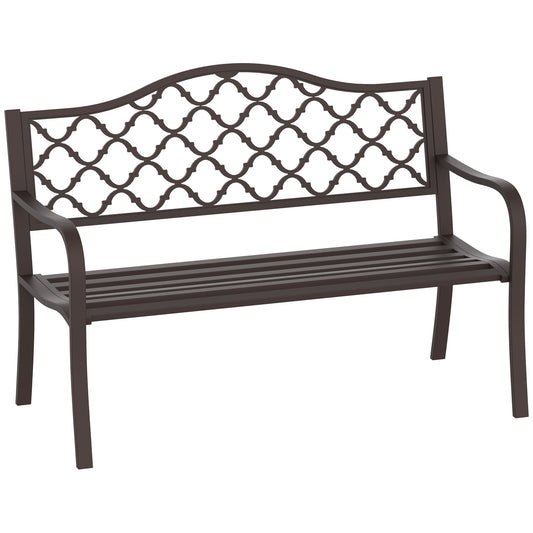 Photo of Outsunny Antique Style Outdoor Cast Iron Front Porch Bench Path Chair Seat, Brown in Brown colour on a white background