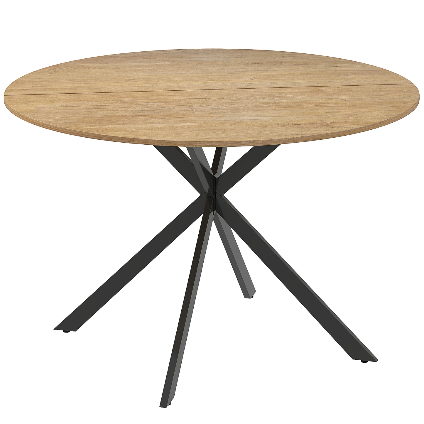 Photo of HOMCOM Dining Table for 4, 120 cm Industrial Kitchen Table with Wood Effect Tabletop and Steel Legs, Oak in Oak colour on a white background