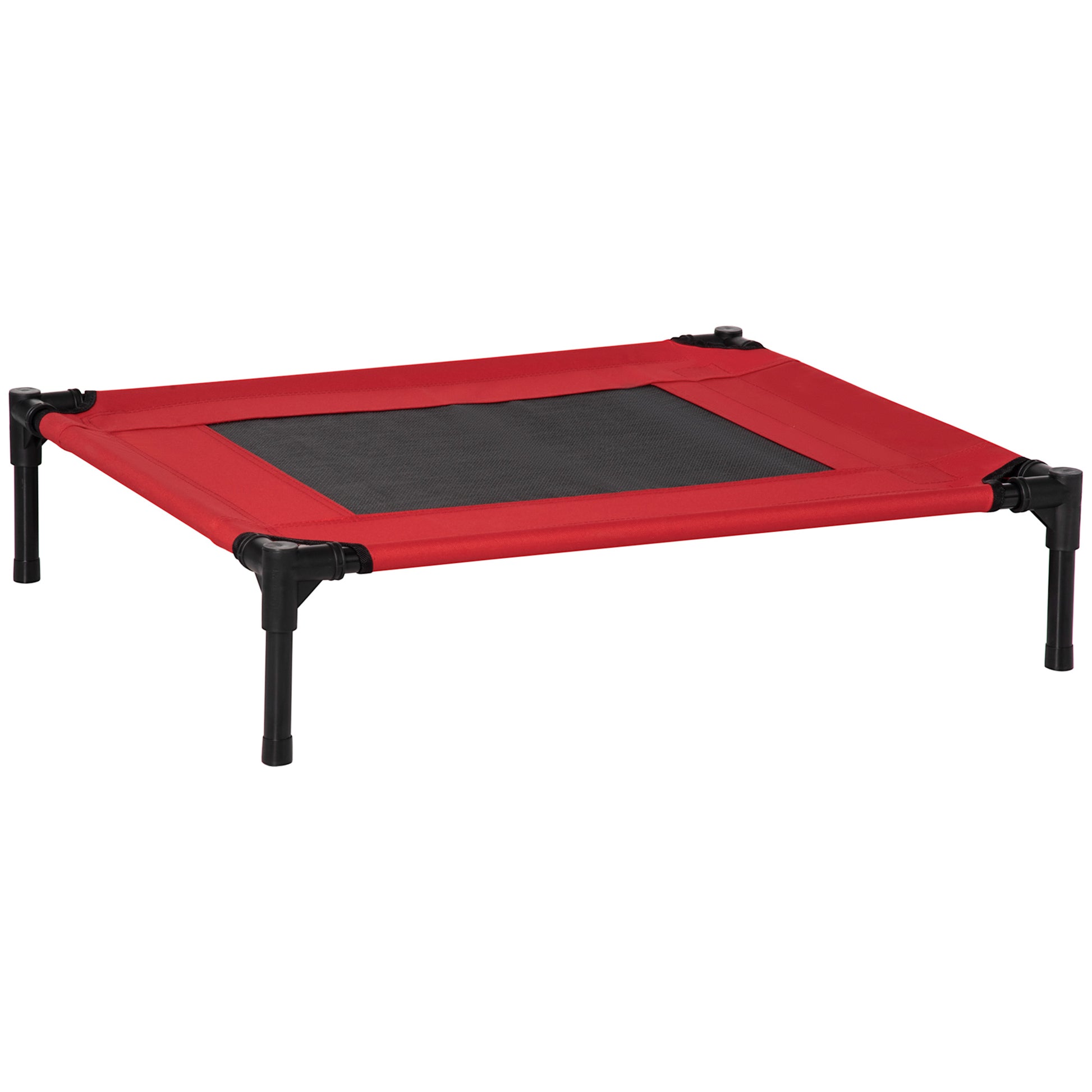 Photo of PawHut Raised Dog Bed Cat Elevated Lifted Portable Camping w/ Metal Frame Black and Red (Medium) in (Medium) colour on a white background