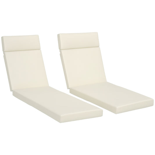 Photo of Outsunny Set of 2 Sun Lounger Cushions, Replacement Cushions for Rattan Furniture with Ties, 196 x 55 cm, Cushion ONLY, Cream White in White colour on a white background