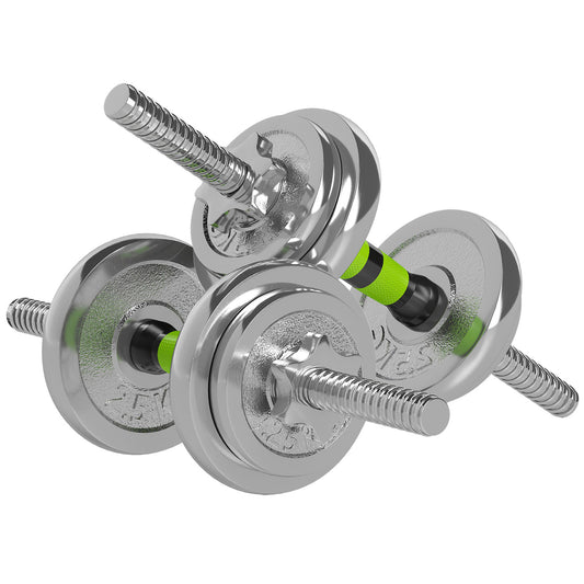Photo of SPORTNOW 20kg 2-in-1 Barbell and Dumbbell Set, with Non-Slip Handle, for Weight Lifting, Training Home Gym in Gym colour on a white background