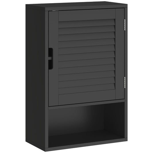 Photo of HOMCOM Bathroom Cabinet, Wall Mounted Storage Cabinet with Adjustable Shelves, 40 x 20 x 60 cm, Black in Black colour on a white background
