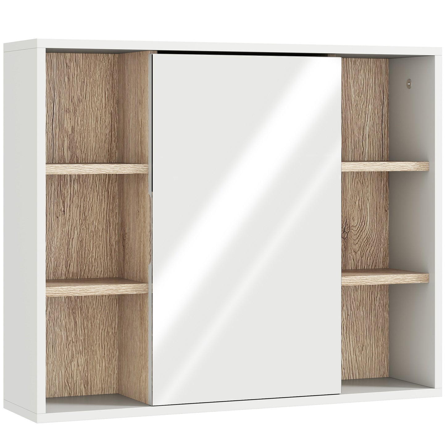 Photo of HOMCOM Bathroom Mirror Cabinet, Wall Mounted Storage Cabinet with Open Cupboard and Adjustable Shelf, White in White colour on a white background