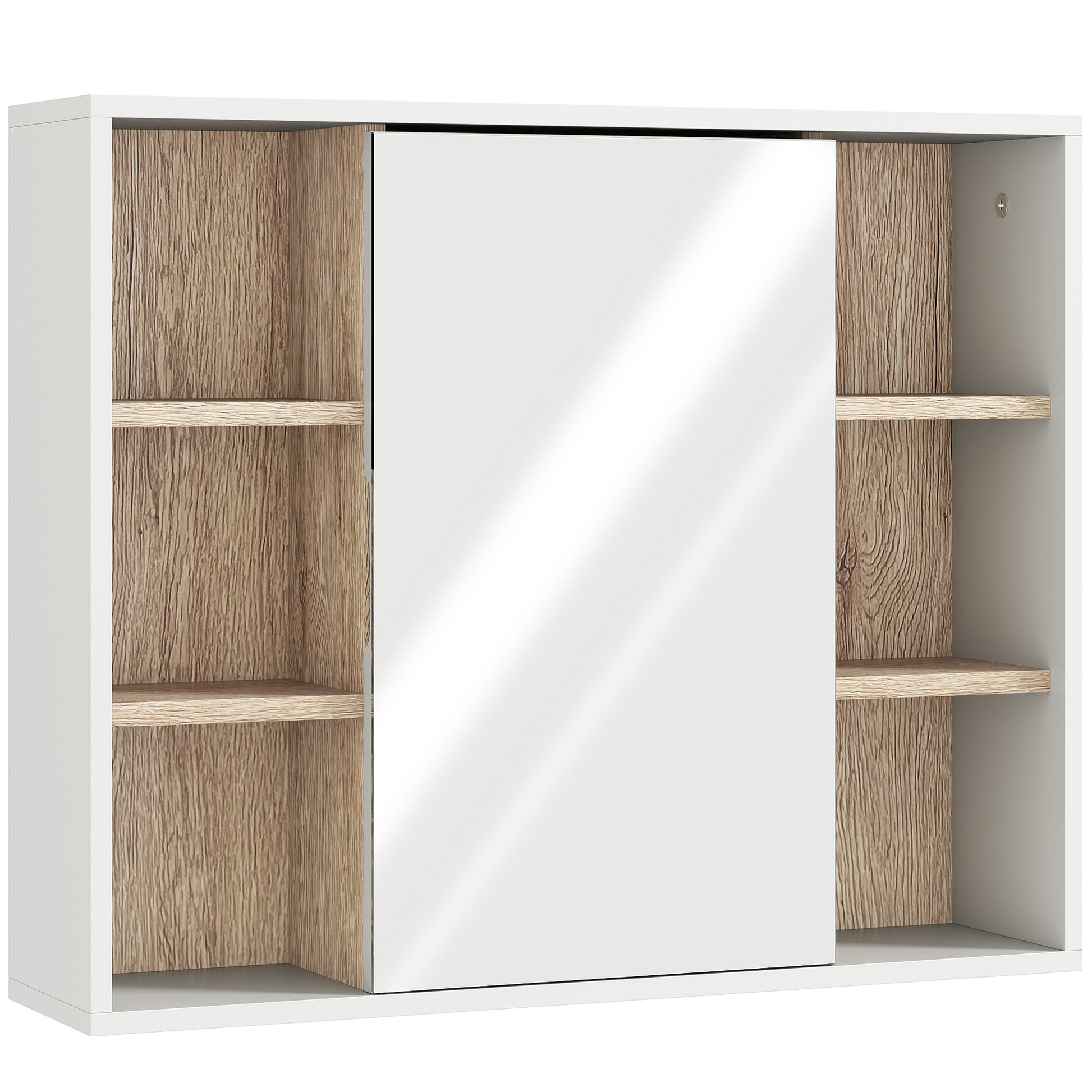 Photo of HOMCOM Bathroom Mirror Cabinet, Wall Mounted Storage Cabinet with Open Cupboard and Adjustable Shelf, White in White colour on a white background