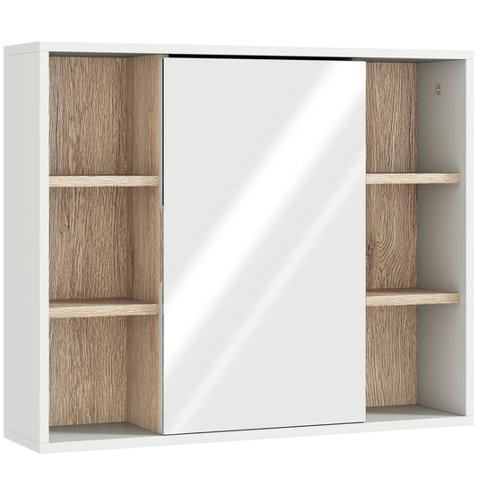 Photo of HOMCOM Bathroom Mirror Cabinet, Wall Mounted Storage Cabinet with Open Cupboard and Adjustable Shelf, White in White colour on a white background
